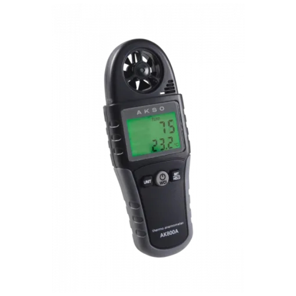 A CS Metrologia oferece o Termoanem&ocirc;metro Digital AK800A, que realiza medições da velocidade e temperatura do ar, além de calcular o índice de resfriamento WCI.