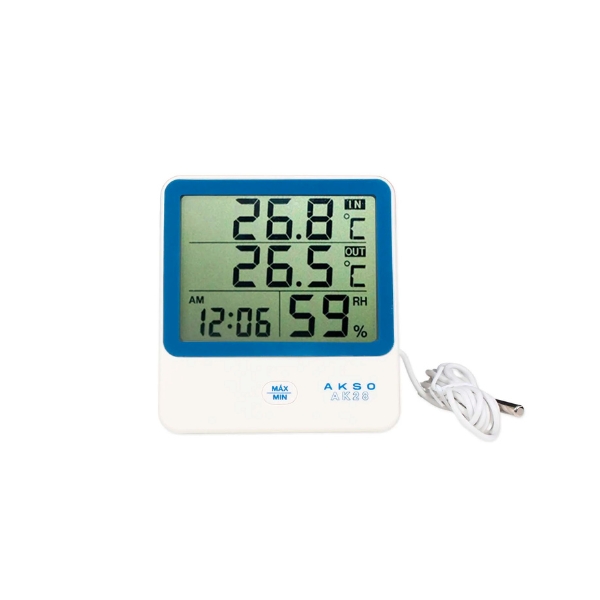 A CS Metrologia oferece o termo-higr&ocirc;metro modelo AK28, que mede temperatura e umidade relativa do ar ambiente através de sensores internos e possui sensor externo com cabo de 1,5m para realizar medições de temperatura.