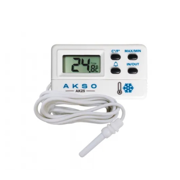 A CS Metrologia oferece o Term&ocirc;metro Ambiente AK25 realiza medições de -10 a 50ºC no sensor interno (ambiente) e de -50 a 70ºC no sensor externo.